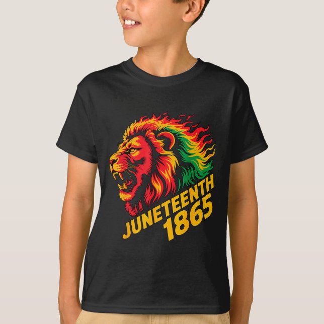 T-shirt Juneteenth 1865 lion rasta  (Devant)