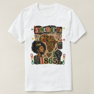 T-shirt Juneteenth 1865 Reine Noire Afro Africaine carte k