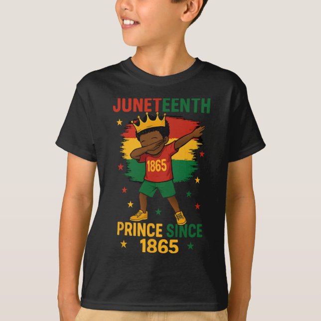 T-shirt Juneteenth 1865 Tout-petits Garçon Dabbing Prince  (Devant)