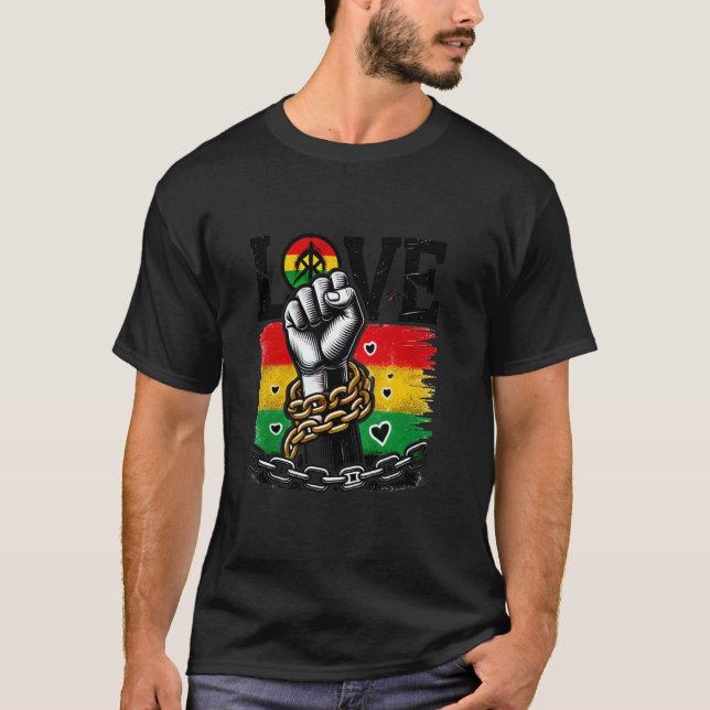 T-shirt Juneteenth Amour Mois de l'histoire des Noirs Afro (Devant)