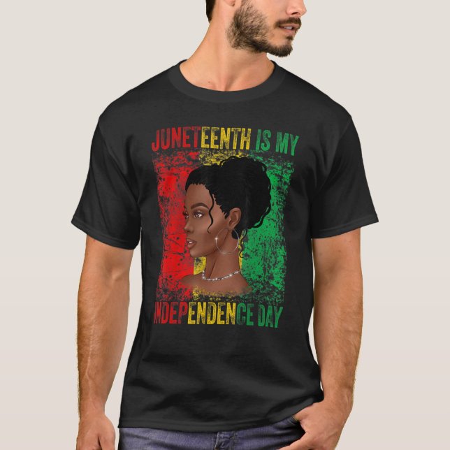 T-shirt Juneteenth Is My Independence Day African Flag Bla (Devant)