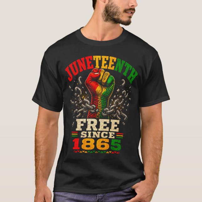 T-shirt Juneteenth libre depuis 1865 Poing levé (Devant)