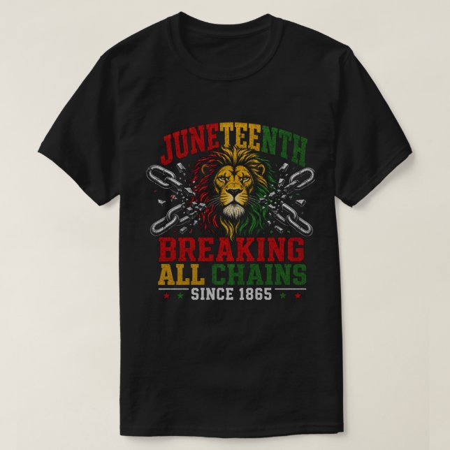 T-shirt Juneteenth Lion Liberté : Briser les Chaînes Depui (Design devant)