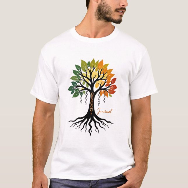T-shirt ๋ Junetten arbre et chaînes. (Devant)