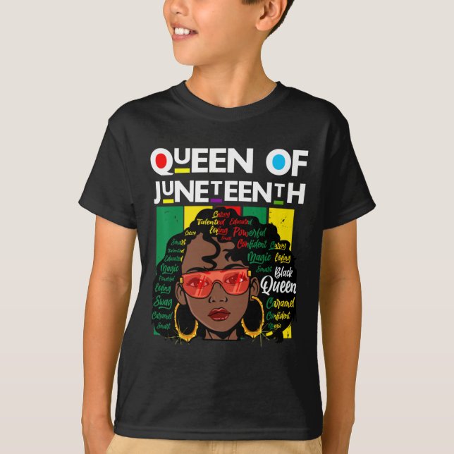 T-shirt Junetten Black Queen Melanin Girl Magic Sista Wo (Devant)