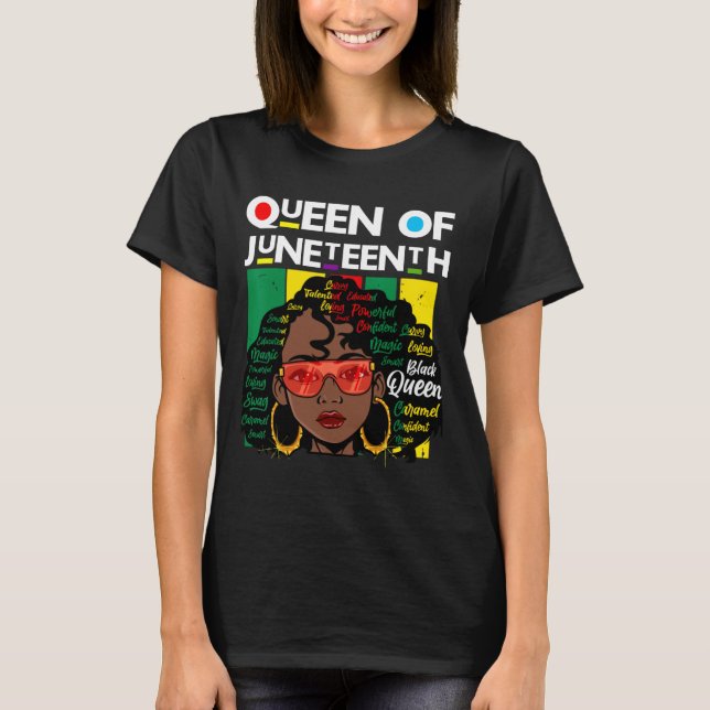 T-shirt Junetten Black Queen Melanin Girl Magic Sista Wo (Devant)