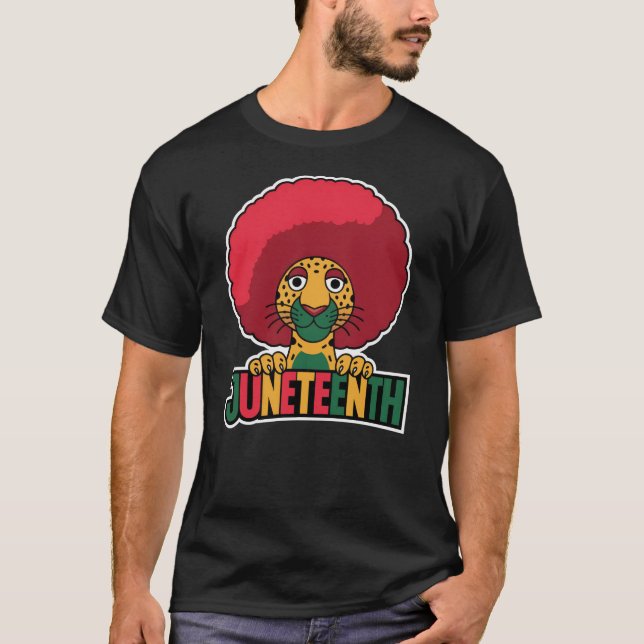 T-shirt Junetten Leopard Afro Mois de l'histoire des Noirs (Devant)