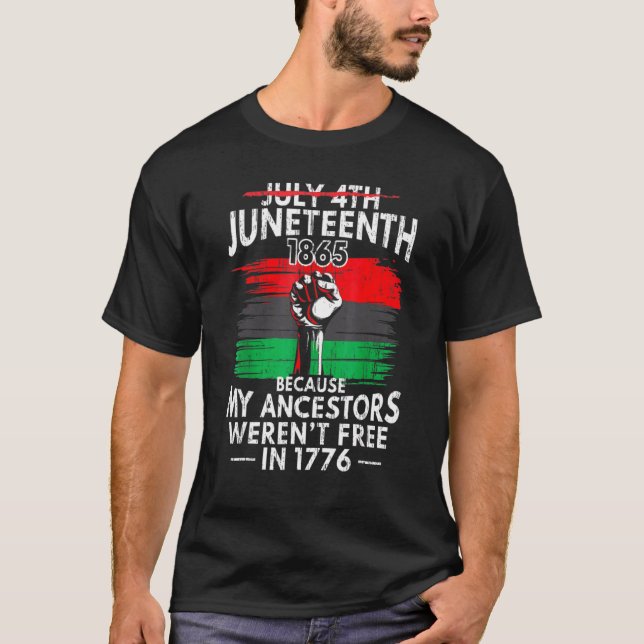 T-shirt Junetten Pride Power Poing Mes Ancêtres Pas Libres (Devant)