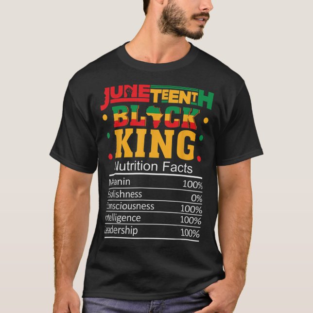 T-shirt Junetten Roi Noir Faits nutritionnels Hommes Garço (Devant)