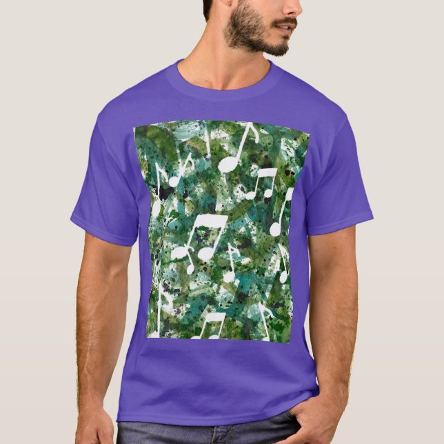 T-shirt Jungle Boogie Vert Aquarelle Note de Musique Silho (Devant)