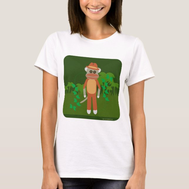 T-shirt Jungle Explorer Tour Sock Monkey caractère (Devant)