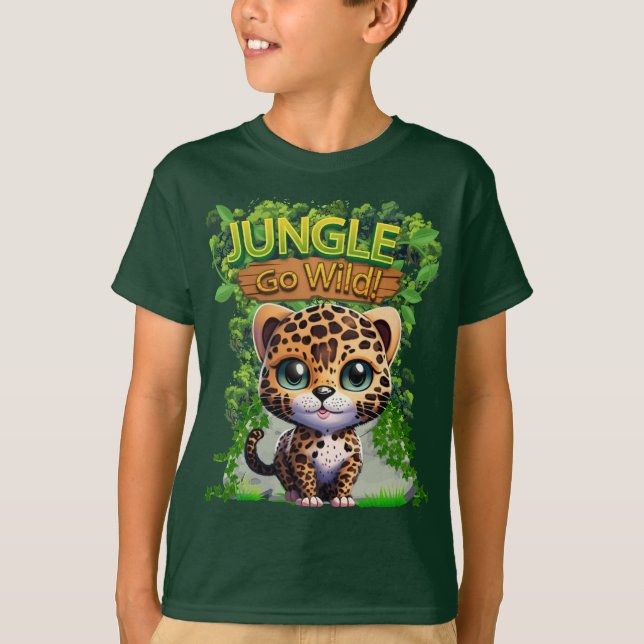 T-shirt Jungle Go Wild Leopard Kitty Chat Faune Animaux 🐆 (Devant)