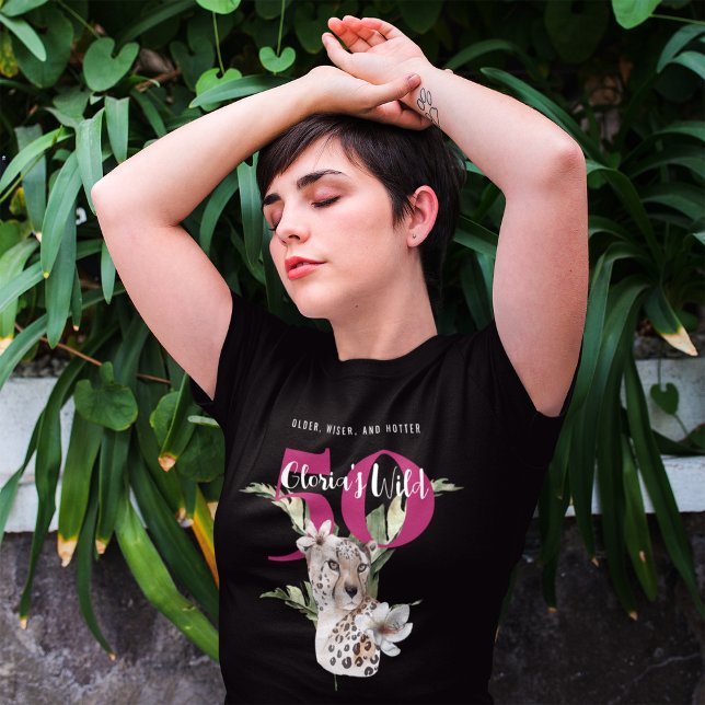 T-shirt Jungle sauvage léopard rose 50e anniversaire drôle (Créateur téléchargé)