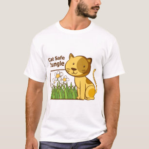 T-shirt Jungle Sûr pour Chat Mignon Dessin Animé Jardin d'