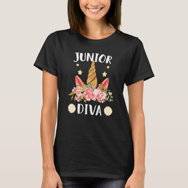 T-shirt Junior Diva Premier jour de l'école licorne magiqu (Devant)