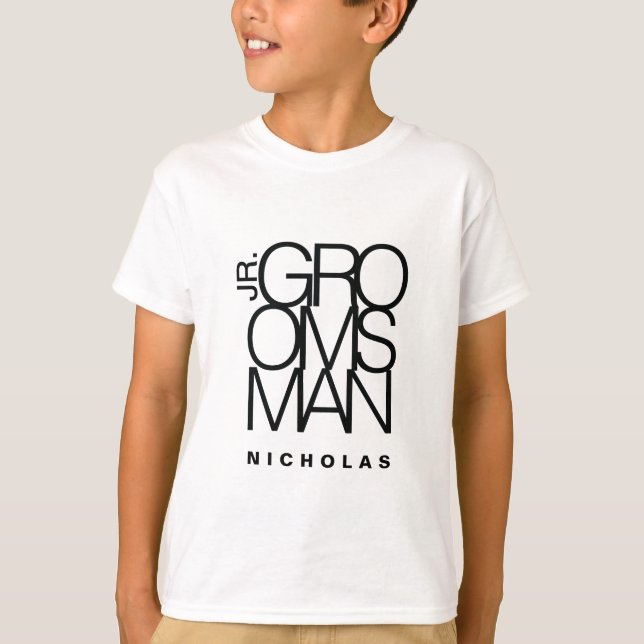 T-shirt junior Groomsman en typographie noire, mariage (Devant)