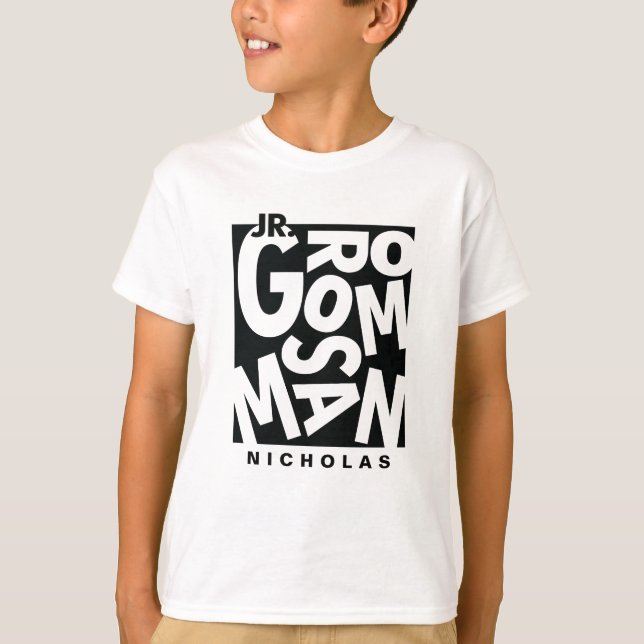T-shirt junior Groomsman en typographie noire, mariage (Devant)