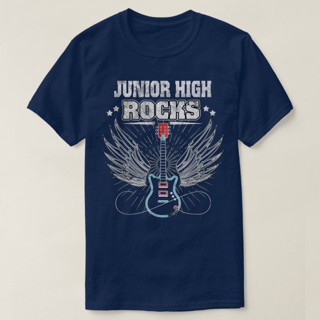 T-shirt Junior High Rocks Funny Back To School Gui (Design devant)