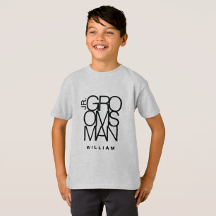 T-shirt Junior Jr Groomsman en typographie noire, mariage