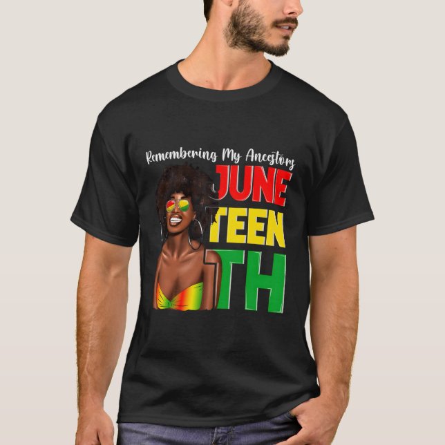T-shirt Junior Noir se souvient de mes ancêtres Africains (Devant)