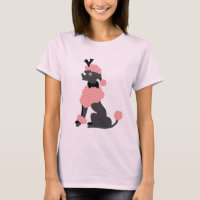 Jupe de caniche rétro rose gris assis Chien les an