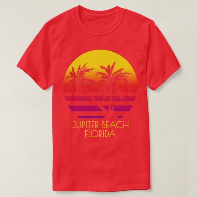 T-shirt Jupiter Beach Floride Palmiers tropicaux coucher d (Design devant)