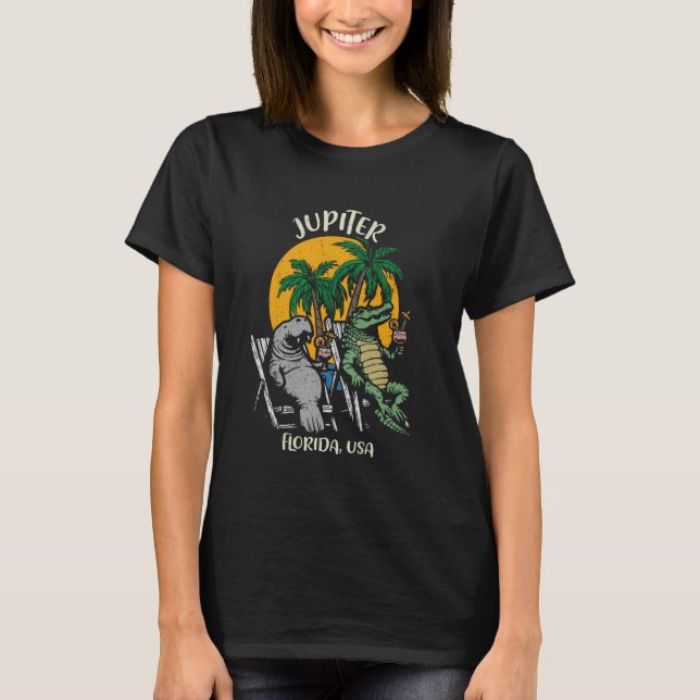 T-shirt Jupiter Floride USA Funny Manatee Alligator Design (Devant)