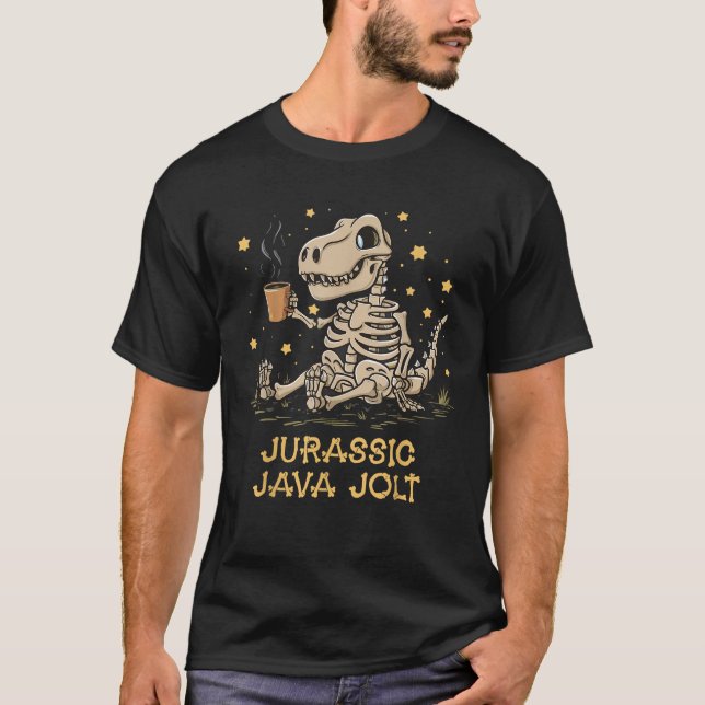 T-shirt Jurassic Java Jolt Café Amusants Dinosaur Skele (Devant)