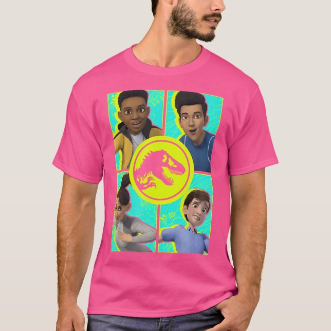 T-shirt Jurassic World Camp Cretacee Group Box Up (Devant)