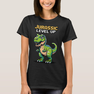 T-shirt Juric Level Up Pixel Dinosaur Rétro Joueur 