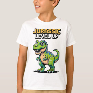 T-shirt Juric Level Up Pixel Dinosaure Joueur Rétro 