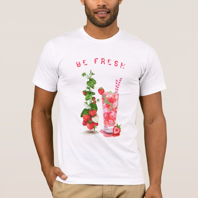 T-shirt Jus de fraise frais Boisson Cool - Été chaud (Devant)