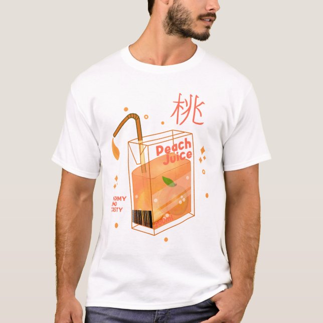 T-shirt Jus de pêche Kawaii (Devant)