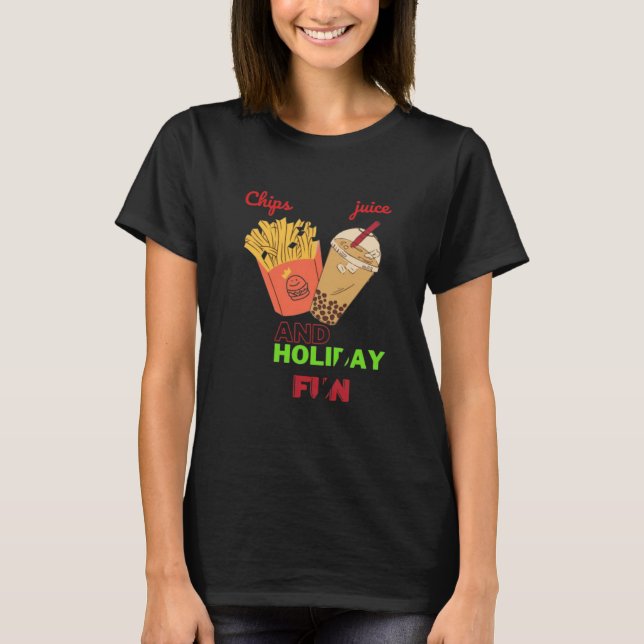 T-shirt Jus et chips de Noël (Devant)