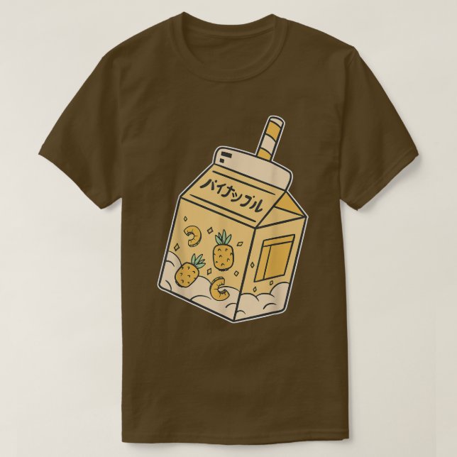 T-shirt Jus japonais Ananas Boire Kawaii Manga Anime (Design devant)