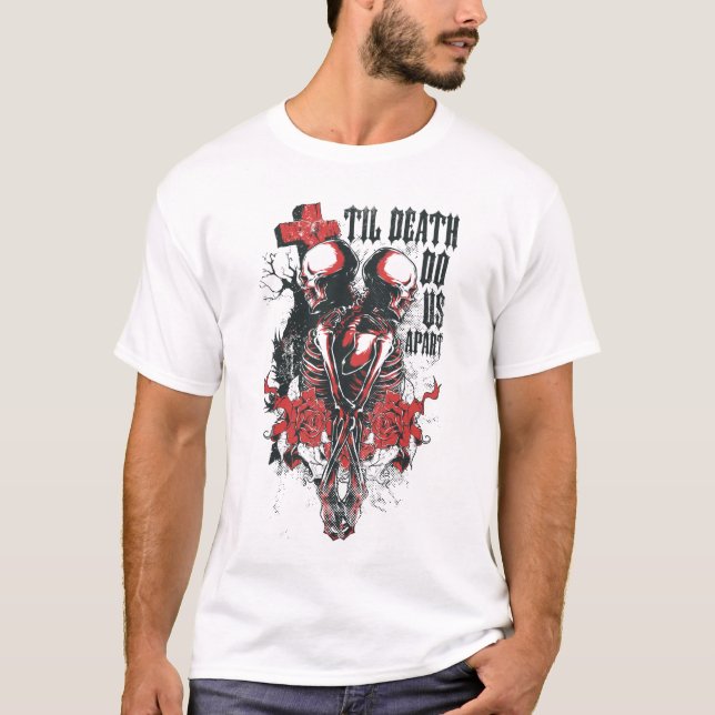 T-shirt Jusqu'à ce que la mort nous sépare du crâne (Devant)
