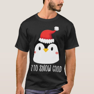 T-shirt Jusqu'à la neige bonne visage Penguin Père Noël mi