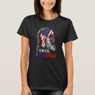 T-shirt Jusqu'à Valhalla Crâne Hommes Drapeau Américain Ré