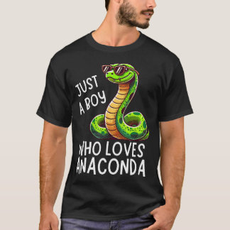 T-shirt Just A Boy Who Loves Anaconda Cool Snake Lover Des