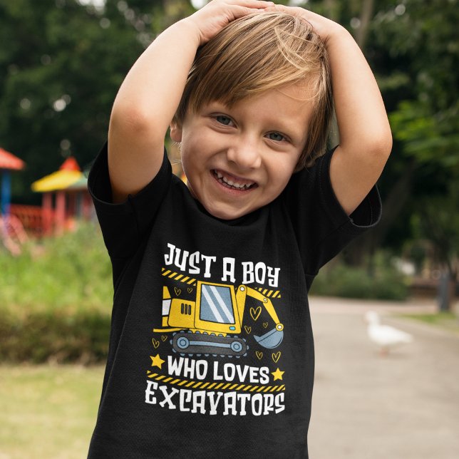 T-shirt Just a Boy Who Loves Excavators –Kids Construction (Créateur téléchargé)
