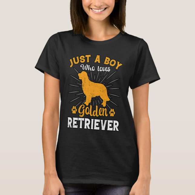T-shirt Just a Boy who loves Golden Retriever Dog  Saying (Devant)