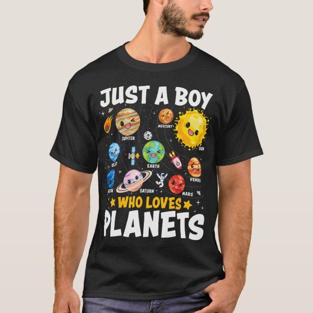 T-shirt Just A Boy Who Loves Planets Astrology Space Solar (Devant)