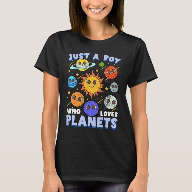 T-shirt Just A Boy Who Loves Planets Astronomy Solar Syste (Devant)