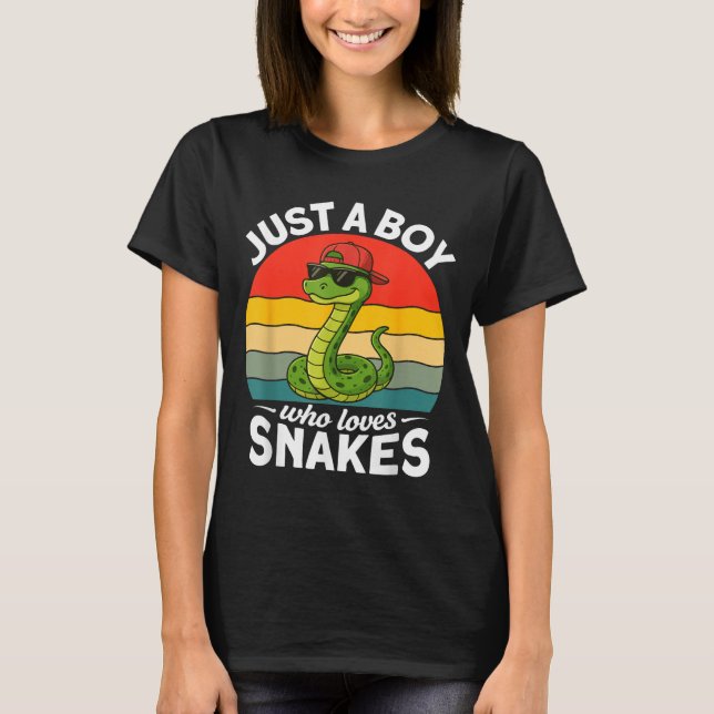 T-shirt Just A Boy Who Loves Snakes Funny Snake Reptile Ki (Devant)