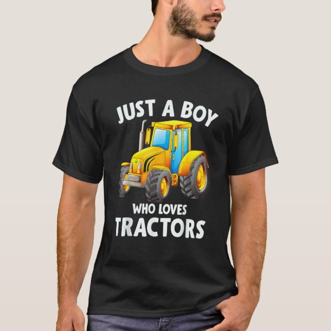 T-shirt Just A Boy Who Loves Tractors Christmas   Kids Far (Devant)