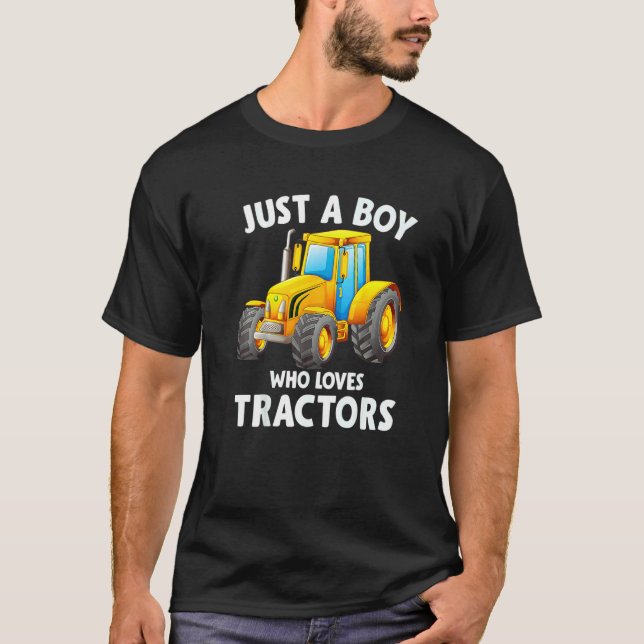 T-shirt Just A Boy Who Loves Tractors Christmas  Kids Farm (Devant)