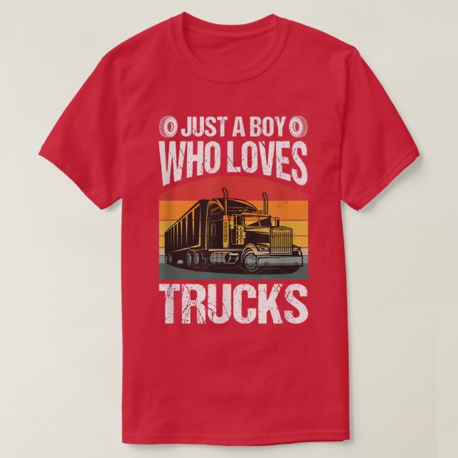 T-shirt Just a Boy Who Loves Trucks Funny  (Design devant)