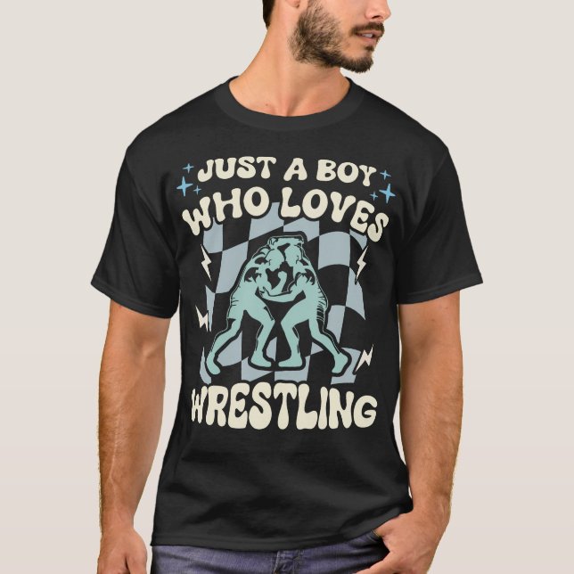 T-shirt Just A Boy Who Loves Wrestling Lover Kids Boys Wre (Devant)