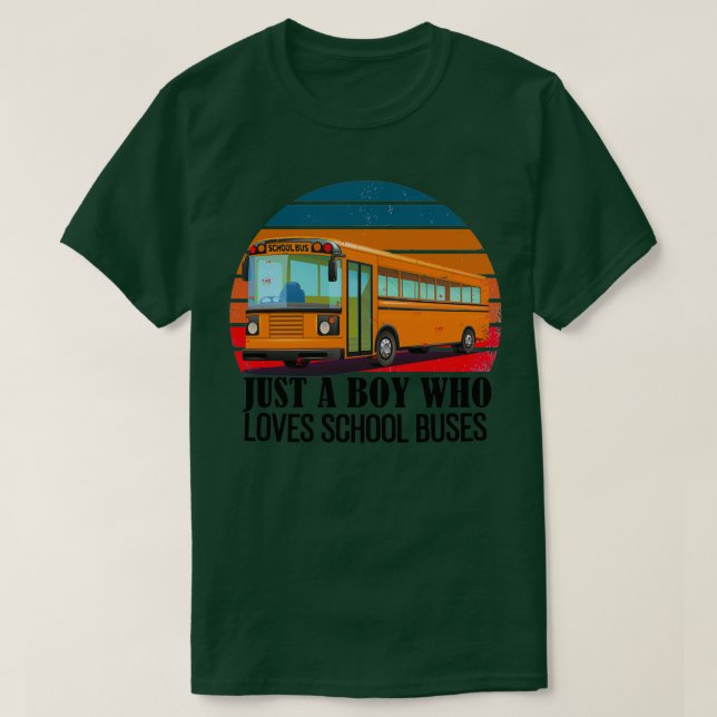 T-shirt Just A Boy Who Loy Bus retro coucher de soleil Cla (Design devant)