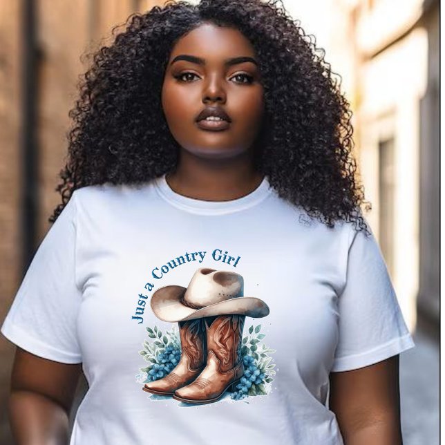T-shirt Just a Country Girl - Bottes et Casquette de Cowbo (Créateur téléchargé)